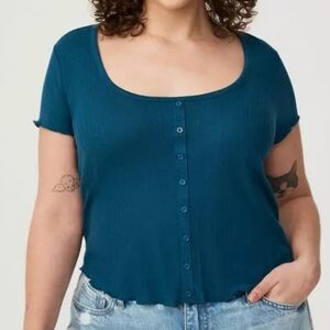 Torrid 0X Blue Button Down Top
